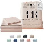 LB Luxury Bamboo Market Split King Size Sheet Set | 2 Fitted Sheets for Sleep Number & Adjustable Beds | Organically Grown | Ultra Soft & Cooling |100% Viscose | 17" Deep Pocket [Vintage Pink]