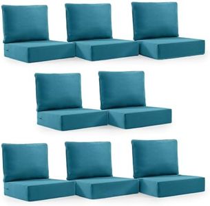Outdoor Cushion Set for Furniture patio furniture,UV Resistant,Waterproof outdoor cushion set - 6 Inch thick foam garden cushions– 24x24 Inch Patio Seat Covers for Chair/Sofa/Couch | Turquoise 8-pack