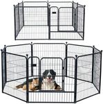 PetierWeit Dog Playpen Pet Fence Heavy Duty Metal Folding Pet Exercise Pen 8 Panels 32 Inch Anti-Rust Dog Barrier with Door Indoor/Outdoor Ideal for Small-Large Dogs Pet Supplies for RV Camping Yard