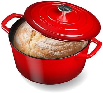 Nuwave 6 Qt PFAS-Free Enameled Cast Iron Dutch Oven Pot with Lid, Crimson