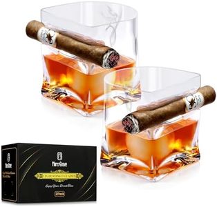 MortyGrove Whiskey Glass with Cigar Holder, Cigar Whiskey Glasses Set of 2 Crystal Whisky Glass with Indented Cigar Rest for Cocktails, Scotch, Bourbon, Cigar and Whiskey Gift Set for Men
