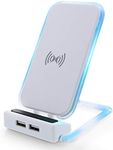 Xtreme Rotating 5W QI Wireless Charger w/ 2 USB Ports iOS & Android Compatible (White)