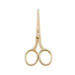 LIVINGO Professional Nose Hair Scissors - Stainless Steel Straight Blade, Rounded Safety Tip, Portable Case - Trim Ear Hair, Beard, Body Hair, for Women Men Small Grooming Tool (3.5 Inches Gold)