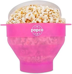 POPCO Silicone Microwave Popcorn Popper with Handles, Silicone Popcorn Maker, Collapsible Bowl Bpa Free and Dishwasher Safe - 15 Colors Available (Transparent Pink)