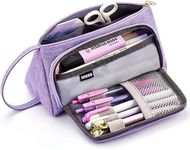 FINEMOE Large Pencil Case, Big Capacity Storage Pen and Pencil Pouch for Girls & Boys, Aesthetic Canvas Pouches for Stationary – Cute Stationery Box Holder for School and Office (Purple)