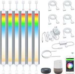 Smart Under Cabinet Lighting Works with Alexa,Google Assistant,Under Counter Light for Kitchen Plug In,RGB Color Changing & White Dimmable,Smart APP,Remote Control Cabinet LED Lights Bar,Linkable,6pcs