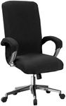 Daelesr Stretch Office Chair Covers, High Back Computer Seat Cover, Polar Fleece Chair Covers, Washable Full Wrap Elastic Chair Cover, Removable XL Rotating Desk Armchair Slipcover (black)