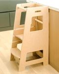 KidzWerks Child Standing Tower Kids Kitchen Step Stool Toddler Wood Stepping Stool - Children's Montessori Stool - Adjustable Platform, Natural Wood