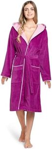 Twinzen Albornoz Mujer Fuschia - Algodón y Terciopelo OEKO TEX - Albornoz Mujer Ducha Albornoz Ducha Ultra Suave - Talla L