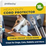 PROTECTO Wire Protector from Pets Transparent Cable Tidy Tube Animal Proof - 10ft Odor-Free Cat & Dog Chew Resistant Floor Cable Cover | Plastic Cord Organiser for Power, Lightning, RCA & HDMI Cables