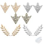 Zaky 5 Pairs Brooches Accessories Palace Retro Hollow Pattern Shirt Collar Brooch Buckle Angle Triangle and Simple Elegant Double Leaf Collar Pin Brooch Gold Silver Plant Brooch