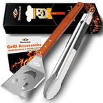 BBQ Accessories for Grill, 7 in 1 BBQ Spatula and Tongs for Charcoal Gas Grill, 18 Inch Barbecue Tools, Dad Gifts, Father's Day Gifts, Gifts for Men, Dad, Husband