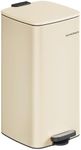 SONGMICS Kitchen Bin, 8-Gallon (30 L) Trash Bin, Steel Pedal Bin, with Inner Bucket, Soft Close and Stays Open, Sand Beige LTB593A02