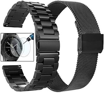 Koreda Compatible Galaxy Watch (42mm)/Gear Sport Bands, 20mm Stainless Steel Metal Band + Mesh Loop Replacement Bracelet Strap Compatible Galaxy Watch 42mm/Ticwatch E/Galaxy Watch Active 40mm