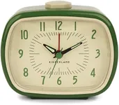 Kikkerland Battery Operated Retro Vintage Style Desktop Nightstand Bedside Office Classic Simple Alarm Clock, Beeping Alarm, Glow in Dark Hands, in Green