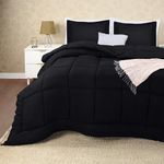 Utopia Bedding - Comforter Bedding Set with 2 Pillow Shams - Bedding Comforter Sets - Down Alternative Comforter - Soft and Comfortable - Machine Washable, Black, Queen