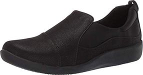 Clarks Women's Sillian Paz Slip-On Loafer, Black Synthetic Nubuck, 5 UK