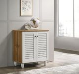 DeckUp Capri 2-Door Engineered Wood Shoe Rack (Wotan Oak & White, Matte Finish)