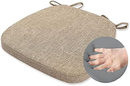 KGPLOME Chair Cushion with Ties for Dining Chairs - Memory Foam Non Slip Kitchen Chair Pad and Dining Seat Cushion with Machine Washable Cover [16.5 x 16.2 Inches] - Dark Beige