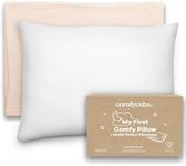 Comfy Cubs Toddler Pillow with Muslin Pillowcase, 33x46 cm, Cream - Kids Pillow for Sleeping & Travel - Comfortable & Stylish Toddler Pillowcase - Breathable Small Pillow with Soft Microfiber Fill