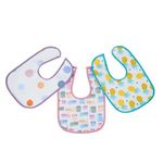 HAPPY MATTY Absorbent Fast Dry and Washable Set 3 of Baby Feeding Bibs Multicolour 0-3 Years (Large) (Polka Dots Cat Pineapple)