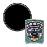 Hammerite Satin Metal Paint, Black, 750 ml (Pack of 1)