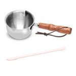 YOLOPLUS+ 150ML Stainless Steel Boiler Pot with Heat Resistant Wood Handle, Melting Pot Universal for Melting Chocolate, Butter, Cheese, Caramel and Candy