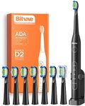 Bitvae Electric Toothbrushes - Ultrasonic Electric Toothbrush for Adults with 8 Brush Heads, ADA Accepted Power Rechargeable Toothbrush with 5 Modes, Smart Timer, Black D2