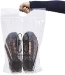 12 pieces of Zipper Heavy duty Clear Plastic Poly Bags Resealable Storage Shoes, Boot, Clothing, Linens, Books, Toys and others, a pleated expandable bottom. (Gentleman Shoes Bags)