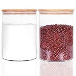 Set of 2 Large Glass Food Storage jar, 100 FL OZ (3000ml) Glass Flour Canister with Airtight Bamboo Lids for Kitchen Corner, BPA-Free Flour Container for Sugar, Ground Coffee, Rice and Dry Food