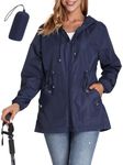 JTANIB Women Packable Rain Jacket Waterproof Lightweight Raincoat Hooded for Hiking Outdoor Travel