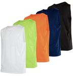 Real Essentials 5 Pack: Boys Dry-Fit Active Athletic Performance Tank Top, Set 2, XL