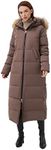 Fitouch Women's Waukee Long Down Parka | 750+ Fill Power Insulation | Maxi Jacket | Water-resistantg Puffer Coat| BalanceWarmer Ratio| Brown | Size XXL