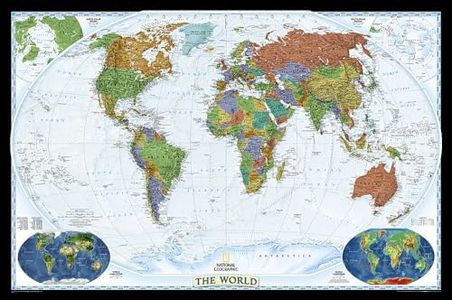 National Geographic World Wall Map - Decorator - Laminated (46 X 30.5 In): Wall Maps World: Laminated Decorator Line