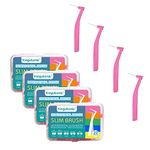 Kingubznis 80 Count Interdental Brush Cleaners Dental Brushes Toothpick Tooth Flossing Head Oral Hygiene Angle with Portable Case Use for Cleaning(Pink, Extra Tight Teeth)