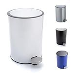 Bamodi Mini Step Trash Can with Lid - 0.8 Gallon Stainless Steel Garbage Can - Soft-Closing System and Removable Inner Bucket Trash Bin - Ideal for Bathroom, Bedroom and Kitchen - White