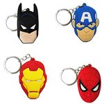 BonZeal Birthday Gift for Boy Kids Silicone Rubber Superhero Keychain Holder Pack of 4 Keyring Key Chain for Backpack Gift for Birthday Boys, Gift for Friend