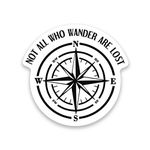 Not All Who Wander are Lost Compass Vinyl Decal Sticker - Car Truck Van SUV Window Wall Cup Laptop - One 5 Inch Decal - MKS1206