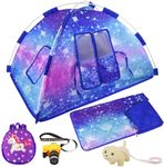 ZITA ELEMENT 18 Inch Dolls Camping Tent Set and Doll Accessories 5 Items Including 18 Inch Doll Tent, Sleeping Bag, Backpack, Toy Camera and Toy Dog and Other Travel Set(Doll Not Included)