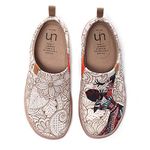 UIN Women's Black Pearl Canvas Ladies Casual Flat Special Exotic Style Art Painted Travel Shoe Multicolor 255mm, UK Size 6.5, EU Size(41)