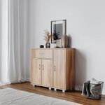 URBNLIVING Wooden Free Standing Cabinet With Side Corner Cabinets (Oak, Freestanding Cabinet + 1 Side Corner Cabinet)