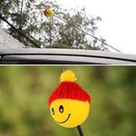 TranShop(TM) Yellow Happy Smiley ​Face with Wool Hat Car Antenna Pen Topper Aerial Ball