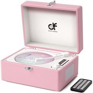 CD Player Retro with Upgraded Bluetooth in/Out Stereo Speakers Rechargeable Portable CD Player for Home with LED Screen Boombox USB Type-c Light Pink