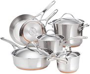 Anolon Nouvelle Copper Stainless Steel 10-Piece Cookware Set, Silver