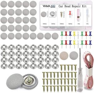 70Pcs Punaise Ciel de Toit Voiture Gris - Kit Reparation Ciel de Toit Voiture - Tissu Ciel de Toit Voiture - Réparer le Toit de n'Importe quelle Voiture(70pcs gris)
