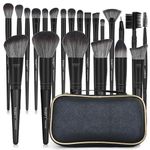 MAGEFY 22 Pcs Makeup Brushes with Case, Professional Makeup Brush Set Face Foundation Brushes Blending Powder Blush Eyeshadow Brushes Christmas Gift for Women Girls（Black)