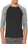 Bella Canvas Unisex 3/4-Sleeve Baseball T-Shirt M Black/DEEP HTHR