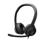 Logitech H390 Wired On Ear Headset for PC/Laptop, Stereo Headphones with Noise Cancelling Microphone, USB-A, in-Line Controls, Works with Chromebook - Black