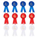 GOMAKERER 12 Pcs 3 Colors Award Ribbon, Satin Participation Ribbon Honorable Ribbon Badge Award Ribbon Rosette Set for Classroom Prize Science Fair Talent Show Spelling Bee