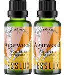 Esslux Agarwood Fragrance Oil - 100% Pure Natural Oud Oil for Diffuser, Candles & Soap Making | Rich, Earthy Aroma for Relaxation & Aromatherapy - Therapeutic Grade - 90 ML